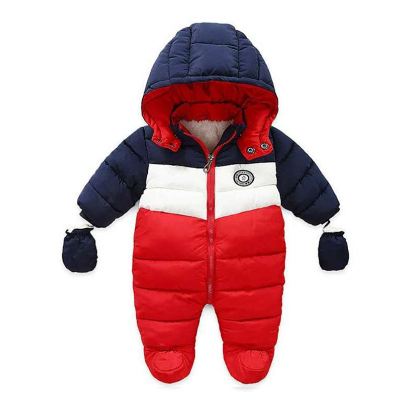 IYEAL Newborn Baby Snowsuit Children Infant Winter Coat Warm Liner Hooded Zipper Jumpsuit Boys Girls Duck Down Outwear Overalls