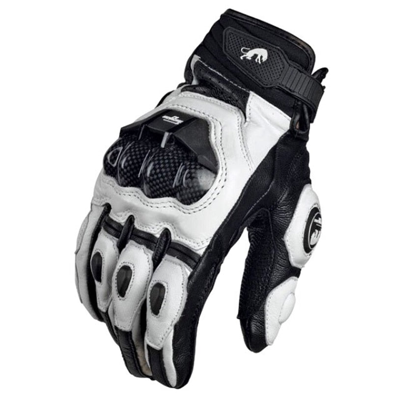 Hombres Mujeres 4 Temporada Conducción Supertech Negro / Blanco Motocicleta Guantes de cuero Guante de carreras Moto Cuero de vaca bicicleta de carreras caballero
