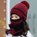 2020 New 3 Pieces Set Women's Knitted Hat Scarf Caps Neck Warmer Winter Hat For Ladies Girls Skullies Beanies Warm Fleece Caps