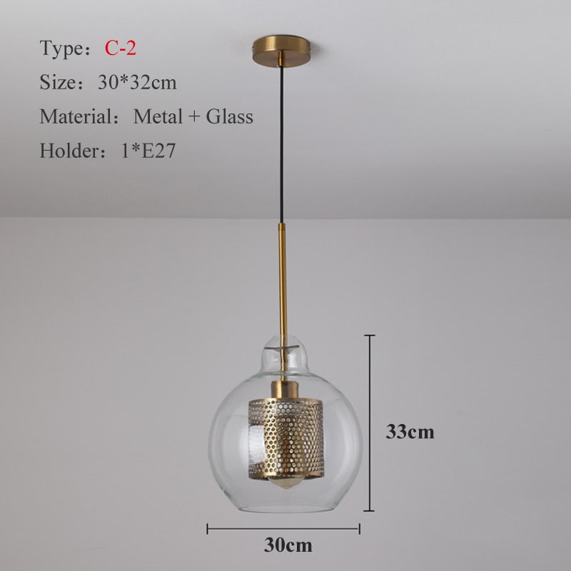 Lámpara colgante moderna de bronce plateado para Loft, lámpara colgante de bola de cristal, accesorio de iluminación para cocina, lámpara colgante para comedor, luminaria para sala de estar