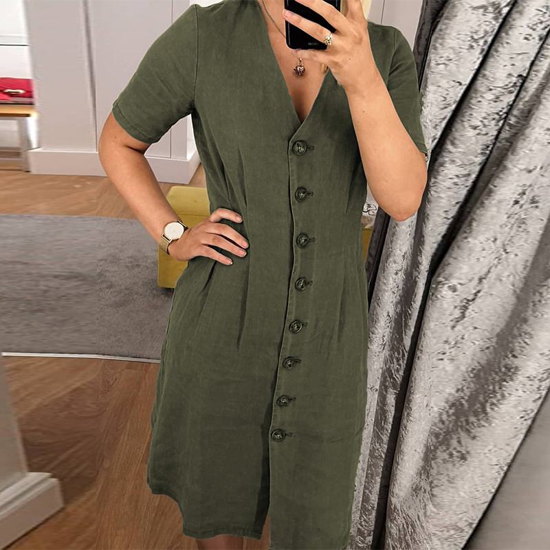 ZANZEA Women V neck Buttons Down Dress Summer Sleeveless Cotton Linen Sundress Casual Sarafans Vestido Party Tanks Dress