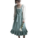 2022 New Retro Medieval Cotton Linen Cooking Kitchen Aprons For Woman Dress Flower Shop Smock Hairdresser Bib Garden Overall