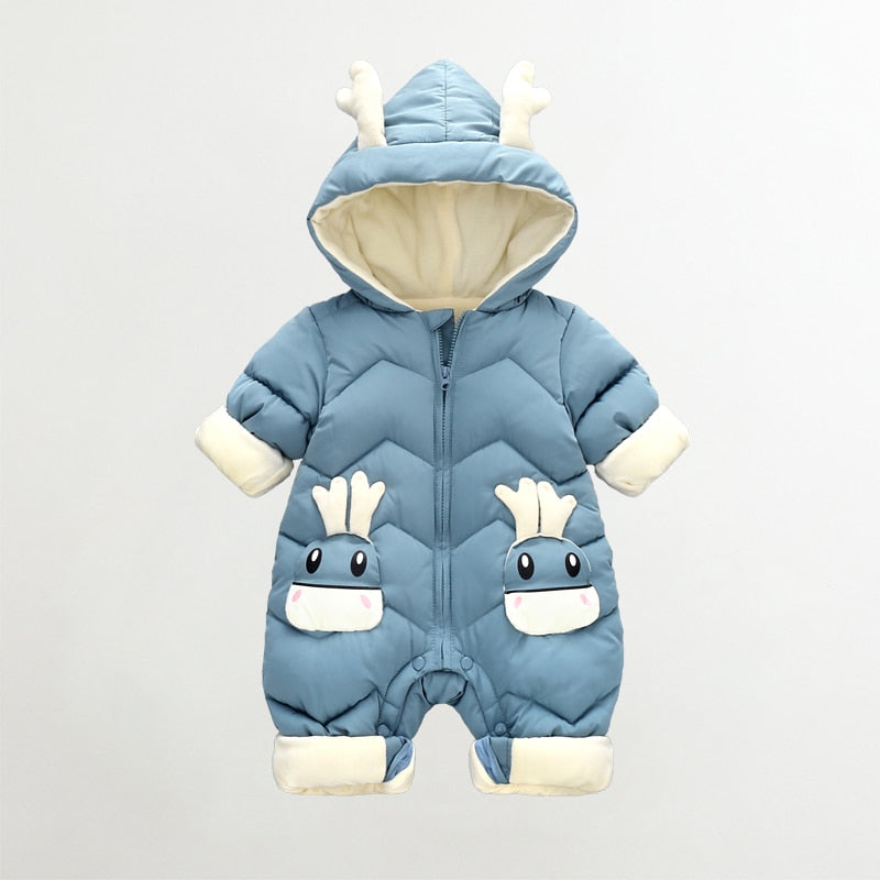 OLEKID 2022 Baby Winter Schneeanzug Plus Samt Dicker Baby Jungen Overall 0-2 Jahre Neugeborener Strampler Baby Mädchen Overalls Kleinkind Mantel