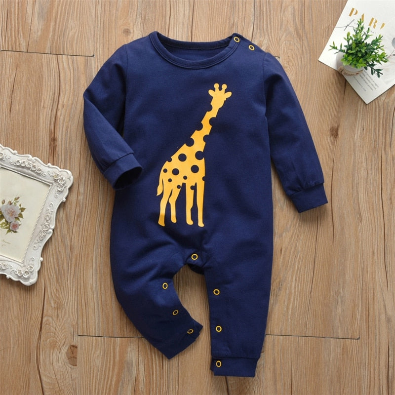 Infant Newborn Baby Romper Baby Girls Boys Long Sleeve Star Cartoon Giraffe Animal Print Rompers Jumpsuit Outfits For babies