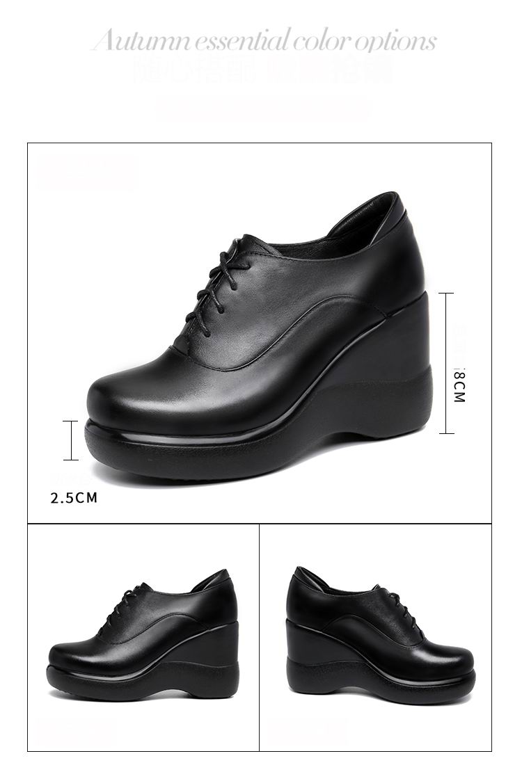 GKTINOO Lace Up Wedges Shoes for Women 2022 Autumn Platform Pumps Woman High Heels Leather Office Shoes Ladies Plus Size 33-43