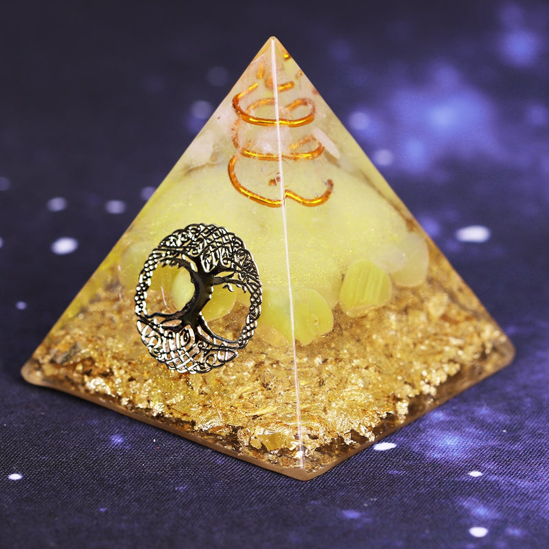 Pirámide de orgonita, árbol de la vida, energía, el convertidor de energía de la pirámide de Ceregat de la suerte para reunir riqueza y prosperidad, decoración de resina