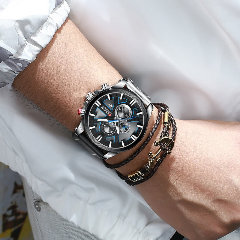 Reloj cronógrafo de moda CURREN, reloj de cuero para hombre, relojes deportivos informales para hombre, reloj de pulsera de cuarzo, reloj Masculino