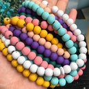 4/6/8mm Natural Matte Multicolor Hematite Stone Rubber Loose Round Beads for Accessories Jewellery Making Diy Bracelet 15"