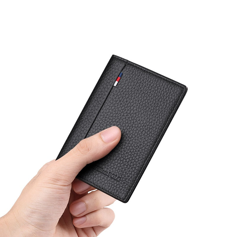 Leather Men's card holder wallet ultra thin card bag leather soft mini card sleeve small purse high-grade ID card clip