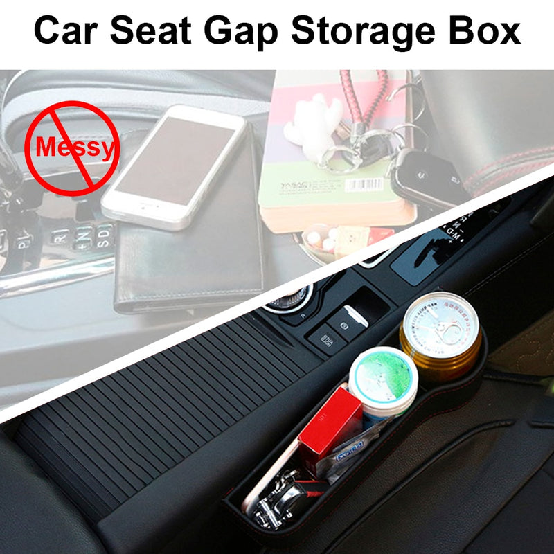 Caja de almacenamiento para espacio de asiento de coche, organizador de bolsillo de cuero PU, soporte para botellas de teléfono, accesorios multifuncionales para coche