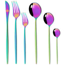 36Pcs/Set Red Gold Cutlery Set Stainless Steel Dinnerware Set Knife Fork Coffee Spoon Tableware Set Kitchen Dinner Tableware Set