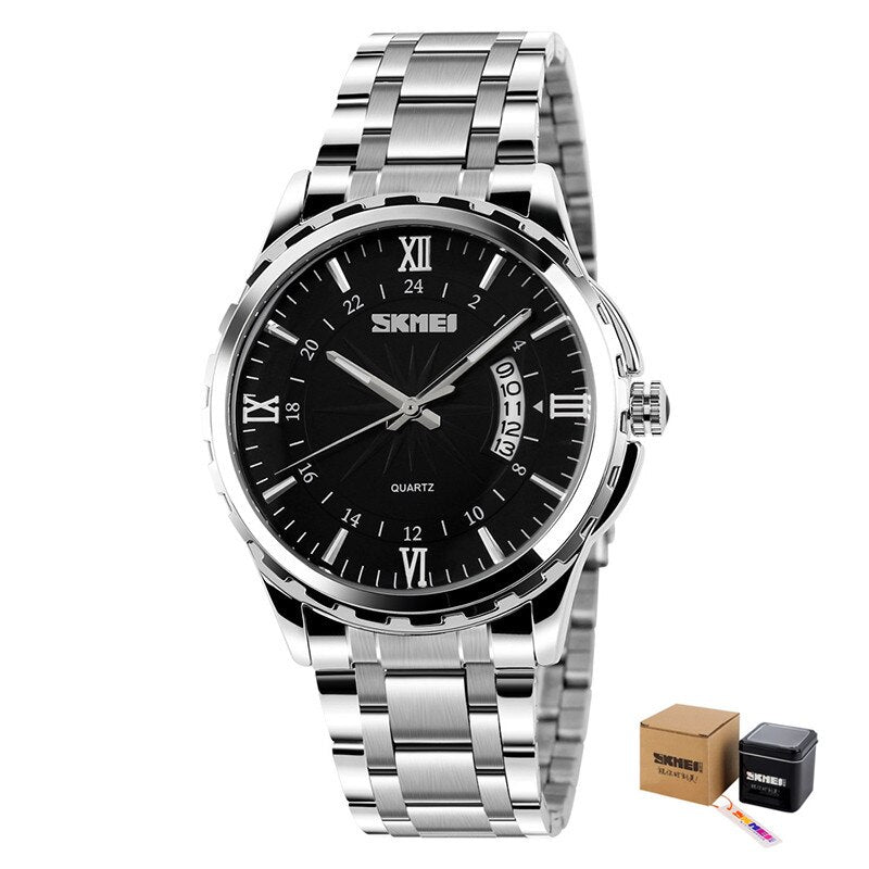 SKMEI 9069, reloj de cuarzo para hombre, relojes de pulsera de acero completo para hombre, reloj deportivo de moda de buceo 30M, reloj masculino 2020, relojes de marca de lujo
