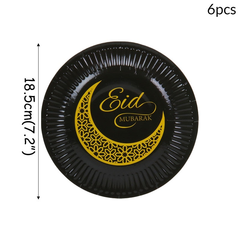 Ramadan Decoration eid mubarak Disposable Tableware Paper Plate Cup Islamic Muslim Party Eid al-fitr Ramadan Mubarak Supplies