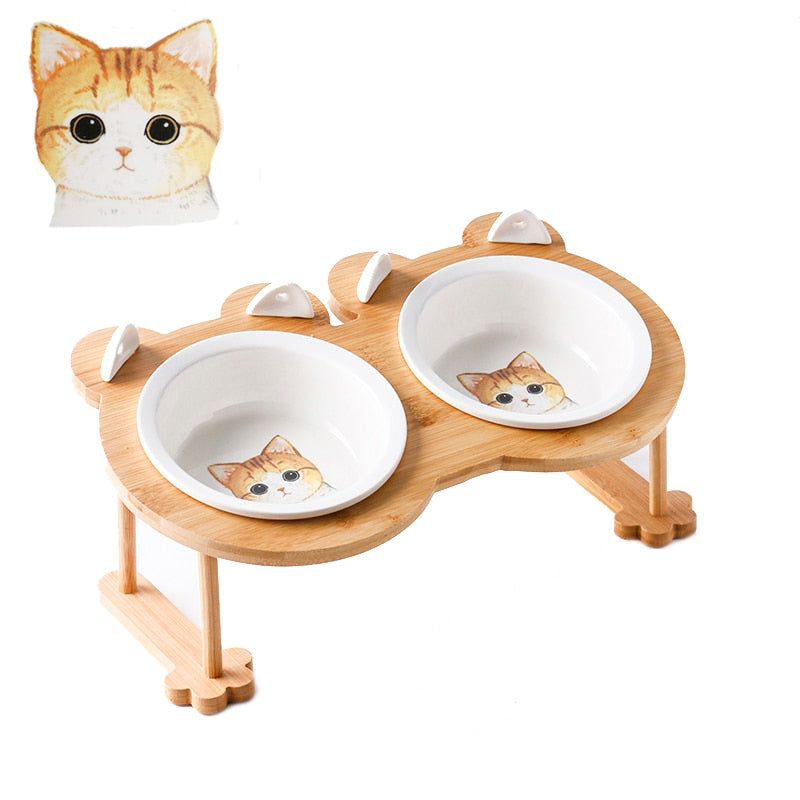 Ceramic Cat Bowl Dog Bowl Single And Double Pet Bowl Cat Dog Feeder Water Bowl With Stand Feeding Dish Food Bowl Pets Supplies