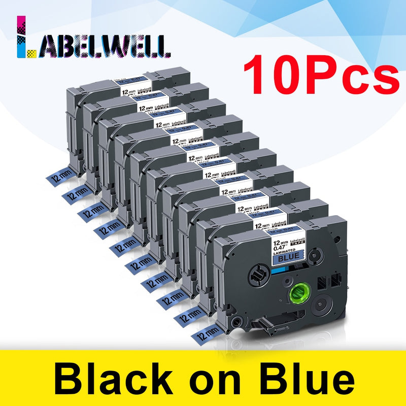 Labelwell 10pcs laminated Compatible for label tape 231 131 6/9/12mm Black on white tape 431 531 631 131 221 211 Printer Ribbon