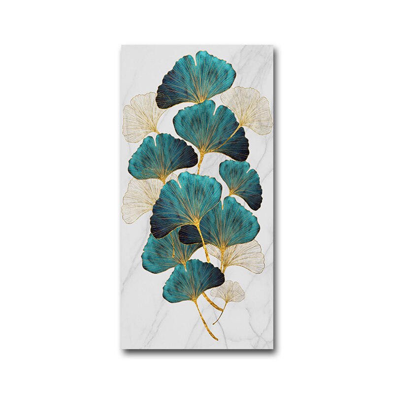 Green Golden Plant Leaf Abstract Poster Nordic Canvas Print Wall Art Painting Modern Picture Living Room Entrance Decoration