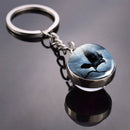 Animals Keychain Cat Dog Bear Peacock Rabbit Squirrel Phoenix Double Side Glass Ball Pendant Keyring