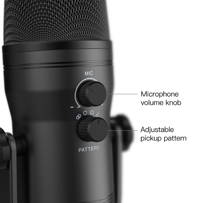 FIFINE USB-Aufnahmemikrofon Computer-Podcast-Mikrofon für PC/PS4/Mac, vier Aufnahmemuster für Gesang, Spiele, ASMR, Zoom-Klasse (K690)