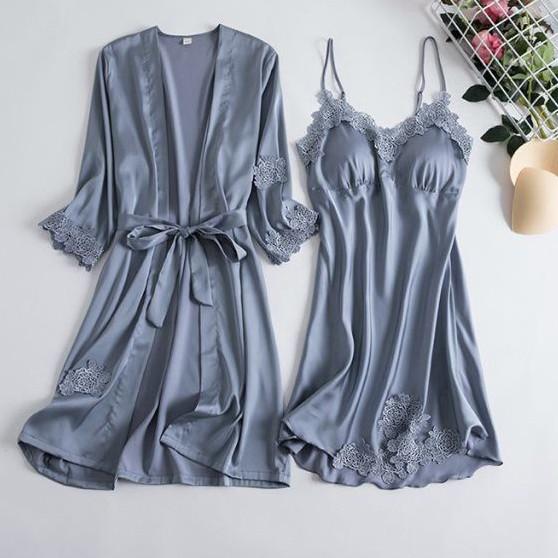 Sexy Print Braut Hochzeit Robe Set Weiche Nachtwäsche Damen Sommer Satin Nachtwäsche Bademantel Homewear Schlaf Set Kurzes Nachthemd