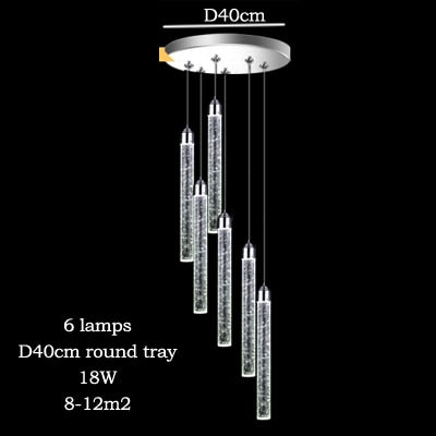 Lámpara colgante led moderna minimalista Bubble K9 luces colgantes de cristal comedor Cilindro tubo largo luces colgantes techo alto