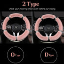 Karcle Fluffy Steering Wheel Cover with Bling Rhinestones Diamond Fur Furry Car Steering Covers Universal 38cm For Women Girl