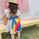 Humor Bear, novedad de verano, vestido sin mangas para niña bonita, vestido de fiesta de princesa para niño pequeño, vestido estampado con lazo en la espalda, ropa para bebé y niño