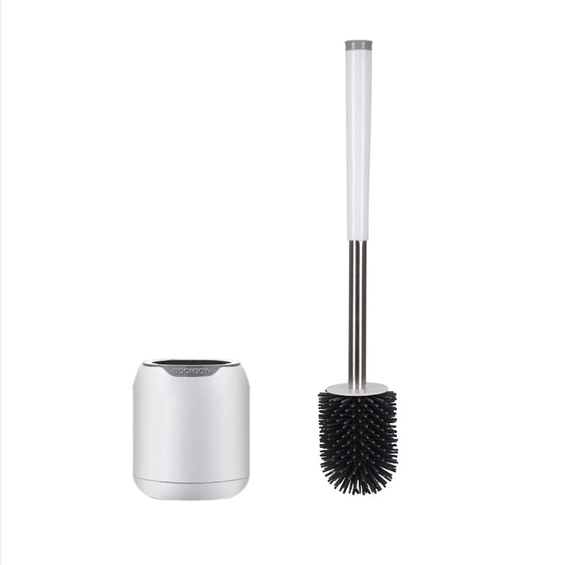 Cleanhome Wall Hanging TPR Toilet Brush with a Tweezer and Holder Set Silicone Bristles for Floor Bathroom Cleaning