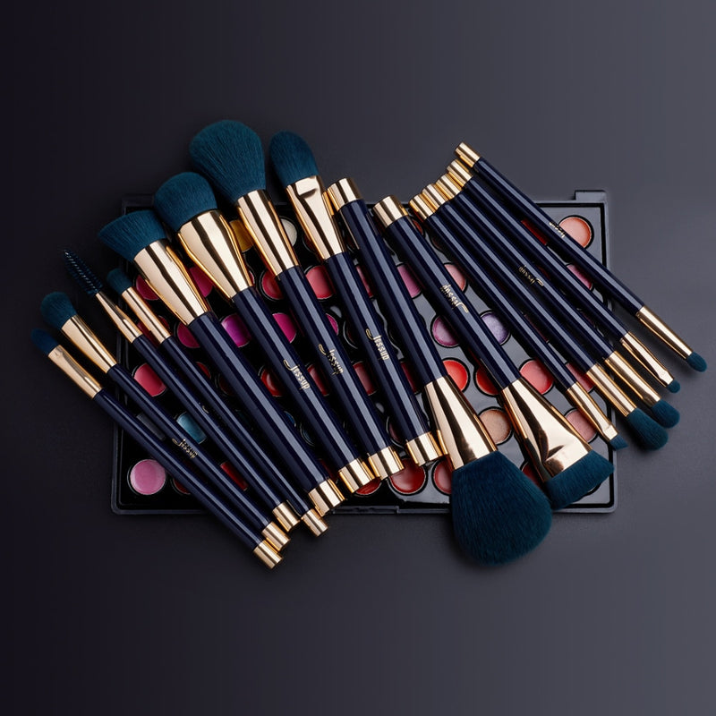 Jessup Foundation Make-up-Pinsel-Set, 15 Stück, dunkelblauer/violetter Puder-Lidschatten-Eyeliner-Konturpinsel