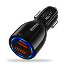 USLION Mini 2 Port USB Car Charger Adapter For iPhone Samsung QC3.0 Fast Charging USB Charger Mobile Phone Dual USB Car-charger