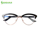 SOOLALA Cat Eye Semi-Rimless Anti Blue Light Filter Eyeglasses Frame Women Blue Light Blocking Anti Radiation Computer Glasses