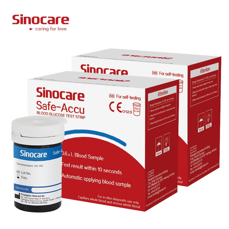 (50/100/200/400) Sinocare Safe Accu Blood Glucose Test Strips (With Lancets)