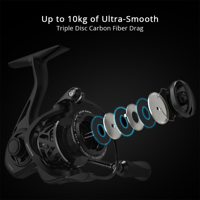 KastKing Zephyr Light Weight Spinning Fishing Reel 7+1Ball Bearings 10 kg Drag Carbon Fiber Drag for Bass Saltwater Fishing Coil