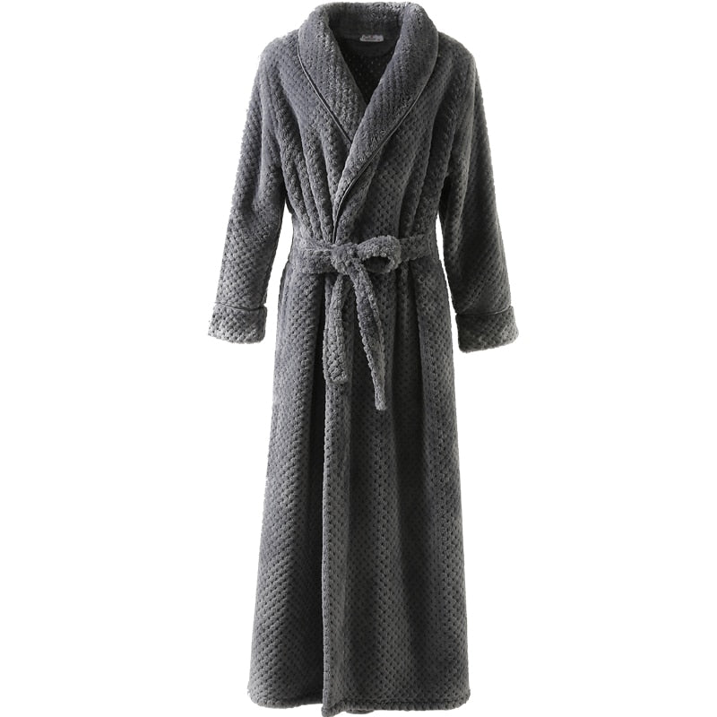 Herren Winter Plus Größe Lang Korallen Fleece Bademantel Kimono Warmer Flanell Bademantel Herren Gemütliche Roben Nacht Nachtwäsche Damen Morgenmantel