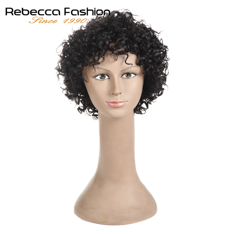 Rebecca Short Loose Curly Wigs For Black Women Brazilian Remy Bouncy Curly Human Hair Wigs Short Wig Blond Red Cosplay Full Wig