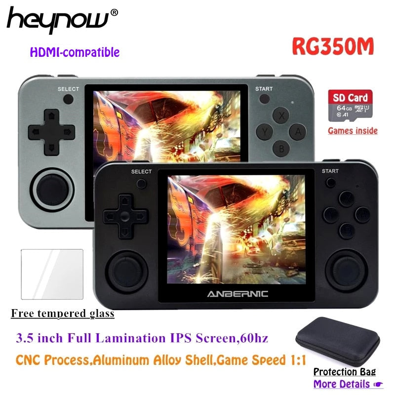 Full View 3.5" IPS Screen Linux OS RG350M Retro Game Console Metal Shell PS1 Arcade Emulator RG350 Gaming Player HDMI-Compatible