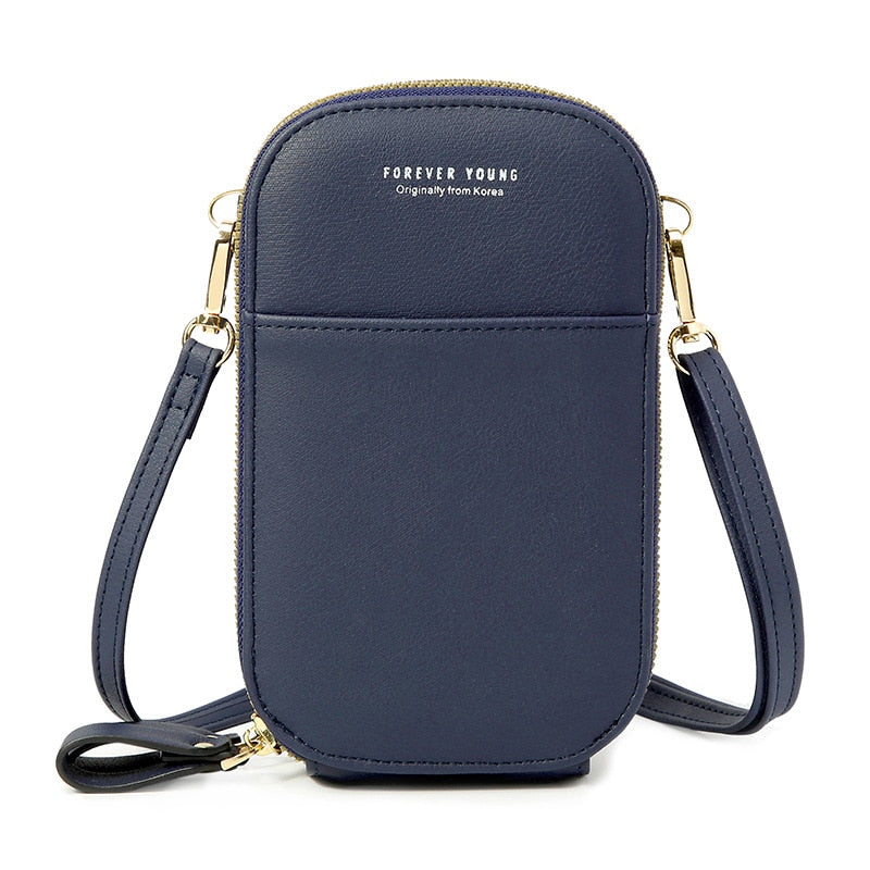 Designer-Handytasche Mini-Umhängetasche für Frauen, zwei Schichten, Umhängetasche, Pu-Leder, Damen, kleine Crossbody-Geldbörse