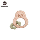 Let's Make 1PC Avocado Wooden Rodent Baby Teether Bracelet Silicone Beads Beech Accessories Toys Shower Gift Wood Rattles Nurse