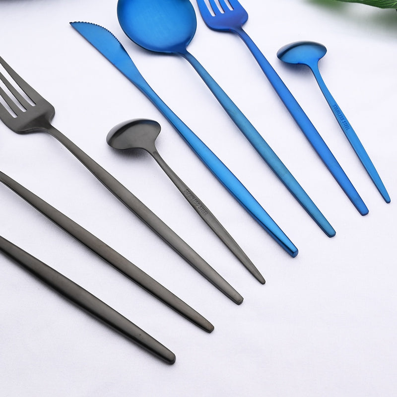 24Pcs Gold Matte Dinnerware Cutlery Set Stainless Steel Flatware Set Dinner Kniffe Fork Spoon Silverware Set Kitchen Tableware