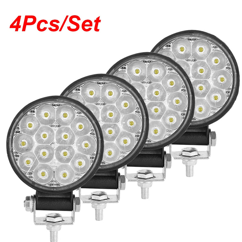 Mini Led Work Light Round Spotlight 42W Car Work Headlight Offroad Fog Light Lamp Night 12/24V LED Light Bar Driving Lights