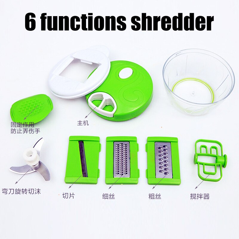 Multifunction Vegetable Chopper Stainless Steel 6 Sets Shredder Slicers Strips Device Manual Meat Grinder Cheese shredder