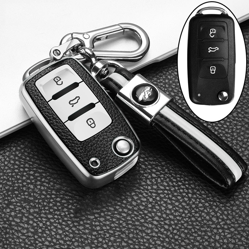 Leather+TPU Car Key Cover Case For Volkswagen VW POLO Tiguan Passat B5 B6 B7 Golf EOS Scirocco Jetta MK6 Octavia Accessories