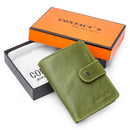 CONTACT'S Genuine Leather RFID Vintage Wallet Men With Coin Pocket Short Wallets Small Zipper Walet With Card Holders Man Purse
