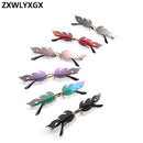 2022 Neue Mode Feuer Flamme Sonnenbrille Damen Herren Marken-Design Randlose Wellen-Brille Luxus Trend Schmale Sonnenbrille Streetwear
