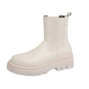 Luxury brand round toe platform ankle boots for woman slip-on chunky heels winter warm fleece chelsea boots women big size 43