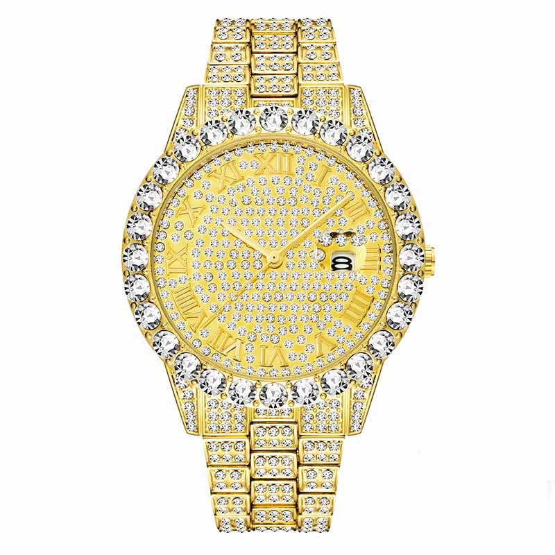 Reloj MISSFOX para hombre 2020, los más vendidos, marca de lujo, esfera azul, oro, relojes de moda para hombre, pulsera grande de diamantes, reloj de lujo para hombre