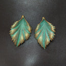 2021 New 5pcs 45*30MM Retro Patina Plated Zinc Alloy Green Leaf Charms Pendants for DIY Necklace Metal Jewelry Accessories