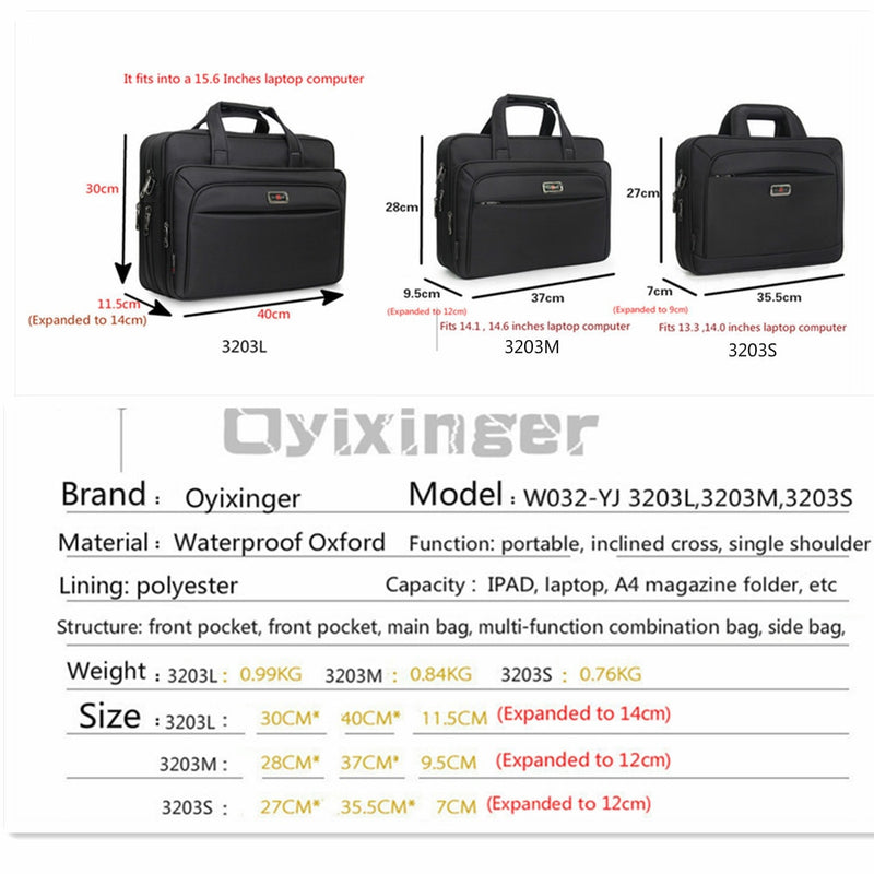 Large Capacity Men Single Shoulder Bag 14&quot; 15&quot; 16 Inches Travel Bag Men&