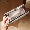 Ladies Evening Party Clutch Bag Evening Clutch Handbag Chain Women Wallet Purse for Cellphone Lipstick Wedding Clutch Silver