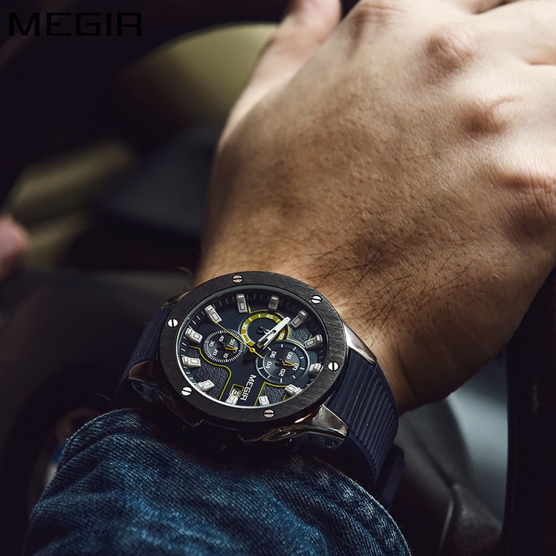 MEGIR Men Sport Watch Top Brand Luxury Waterproof Luminous Chronograph Quartz Army Military Watches Clock Men Relogio Masculino