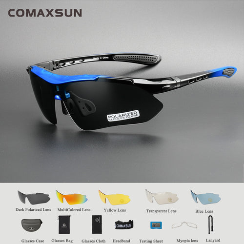 COMAXSUN Professionelle Polarisierte Fahrradbrille Fahrradbrille Outdoor Sport Fahrrad Sonnenbrille UV 400 Mit 5 Gläsern TR90 2 Style